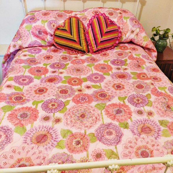 Vintage 1960s Pink MOD Flower Power Bed Spread Com - Picture 4 of 13